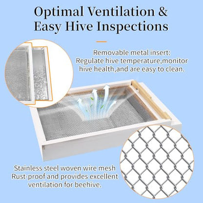 2 Pcs Bee Hive Metal Screened Bottom Board for 10-Frame Hives, Paint Finishing with Entrance Reducer Beehive Metal Screened Bottom Board for 10-Frame Langstroth Hives Beekeeping Supplies - size: 10-Frame