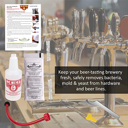 Kegconnection Kegerator Beer Line Cleaning Kit - Easy and Safe to Use Keg Cleaner - with Brew Clean Solution and More