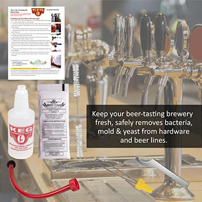 Kegconnection Kegerator Beer Line Cleaning Kit - Easy and Safe to Use Keg Cleaner - with Brew Clean Solution and More