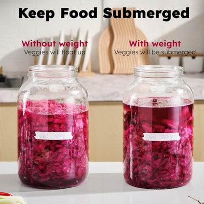Jillmo Fermentation Weight for Gallon Jars, 3.7inch Large and Heavy Gallon Jar Glass Fermenting Weights for Making Sauerkraut, Kimchi, Carrots, Pack of 2 - size: Hammered - 2 Pack
