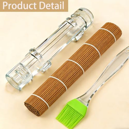 Sushi Making Kit – Clear Sushi Bazooka Roller & Bamboo Sushi Rolling Mat, Easy DIY Sushi Maker Tool Set for Beginners, Homemade Sushi Rolls for Kitchen & Party (Clear) - color: Clear