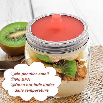 Silicone Lid Silicone Fermenting Lids Waterless Airlock Fermentation Lids Wide Mouth Mason Jar Fermenter Cap for Pickles, Kimchi, and Fermented Probiotic Food (#1) - color: #1