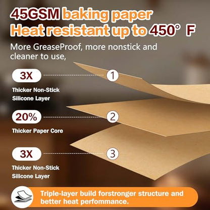 Tchrules Pop Up Parchment Paper Sheets 300 Pack 10.7x15 Inch | Pre Cut Sheets | Non Stick | Unbleached | 450°F Heat Safe | Air Fryer & Baking Use