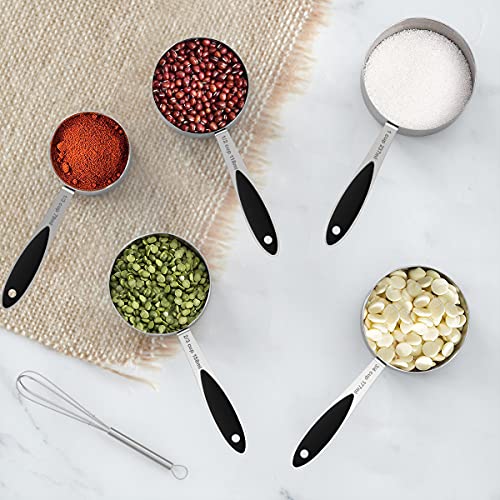 Measuring Cups and Spoons - Wildone Stainless Steel 20 Piece Stackable Set, Includes 8 Black Measuring Cups, 10 Measuring Spoons, 1 Leveler & 1 Whisk, for Dry and Liquid Ingredient - color: Black, size: Set of 20