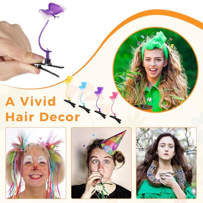 30 Pcs Bean Sprout Hair Clips Rave Mixed Style Plant Hairpins Hair Accessories for Party Irish(Butterfly) - style: Butterfly