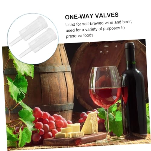2Pcs Plastic One Way Brewed Wine Exhaust Valves Three Piece Check Valves for Wine Bottles Transparent Supplies for Home Brewing and Wine Preservation
