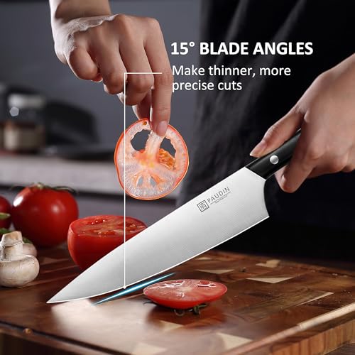 PAUDIN Kitchen Knife Set, 7 Piece Chef Knife Set, High Carbon Stainless Steel Kitchen Knives, Ultra Sharp Knives Set for Kitchen, Precise Cutting, Durable with Ergonomic Handle, Black - style: Knife Set 7pcs