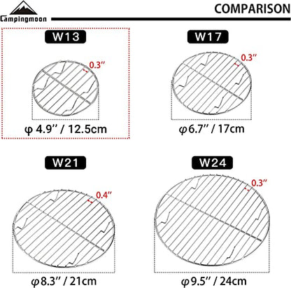 CAMPINGMOON φ4.9-inch Round Stainless Steel Cooking Grid Grill Fits for Backpacking Pocket Stove W13 - color: Dia 4.9 inches, fits for Backpacking Pocket Stove W13