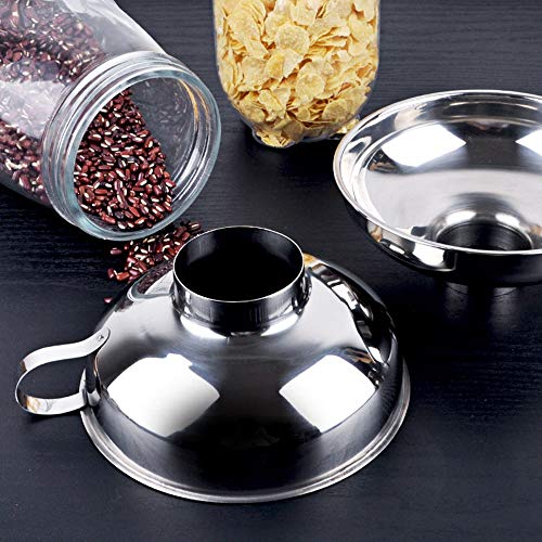 Set of 2 Pcs Mason Jar Funnel Set - Stainless Steel Canning Funnel with Handle for Wide and Regular Jars