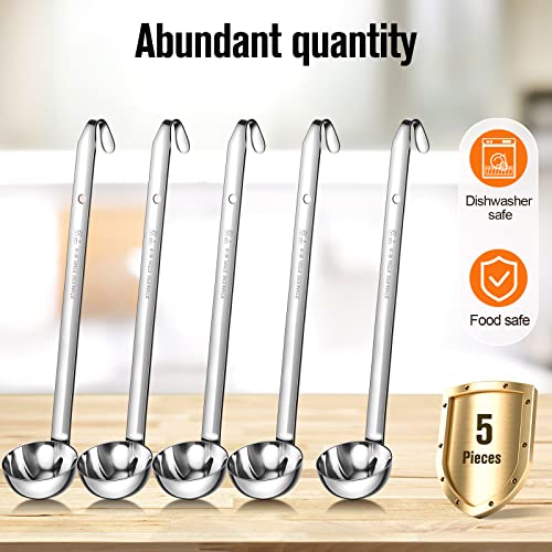 Cunhill 5 Pcs Soup Ladles Stainless Steel Serving Ladles with Long Handle for Serving, Cooking, Stirring, Portioning Kitchen Restaurant Accessories(4 oz) - size: 4 oz