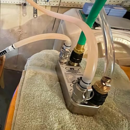 HFS(R) 40-Plate Stainless Steel 304 Homebrew Beer Wort Chiller Heat Exchanger, 7.5" x 2.9", M&F GARDEN COMBO x 1/2" MALE NPT, Quick Beer Cooling System (7.5'' 2.9''/40 plate, MF Combo x 1/2" NPT) - size: 7.5'' 2.9''/40 plate, MF Combo x 1/2" NPT