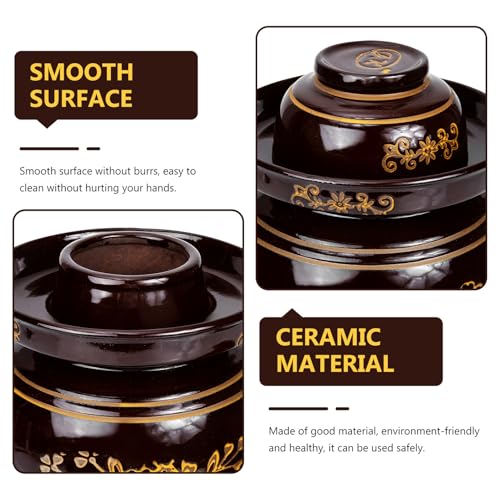NUOBESTY Traditional Ceramic Pickle Jar 5.5lb Thickened Fermentation Crock Sealed Vegetable Sauerkraut Storage Jar with Retro Pattern for Home Kitchen Use Random Color