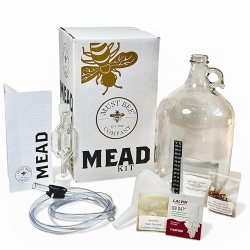 Mead Making Kit – 1 Gallon Mead Kit to Make Your own Honey Wine with Reusble Equipment- Brew a Delicious Metheglin Style Mead with Must Bee Company-Starter Kit Includes Yeast, Nutrients and Spices. - size: 1 Gallon Starter Kit