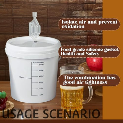 Ziliny 4 Pcs White 2 Gallon Fermentation Bucket with Twin Bubble Airlock Grommets Lid Brewing Wine Fermenter Fermentation Kit for Home Beer Wine Mead Other Fermented Beverage - size: 2 Gallon