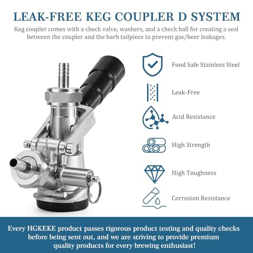 Keg Coupler 304 Stainless Steel Probe Sankey Keg Coupler D System Keg Tap for Kegerator 5/16 Barbs G5/8 Nuts US Sanke D Beer Coupler Beer Keg Coupler D Coupler Keg Tap for Beer - size: D System