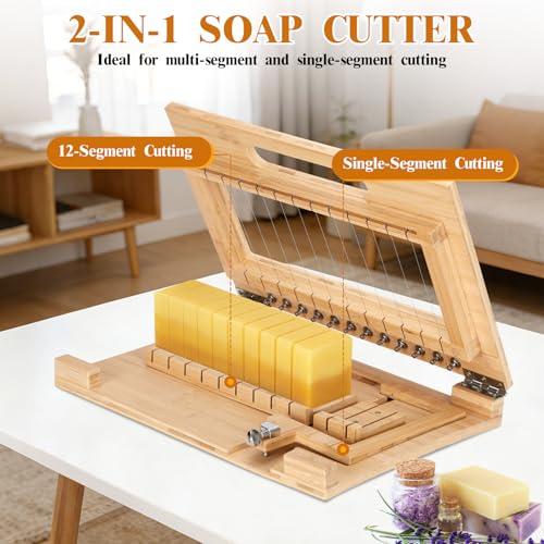 Soap Cutter,Multi Handmade soap Cutting Tool 1-12 Bars, 1”Uniform Slices for Candles,Cheese,Butter,Cake,Bread DIY Making Cutting Tool