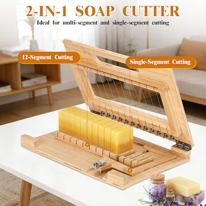 Soap Cutter,Multi Handmade soap Cutting Tool 1-12 Bars, 1”Uniform Slices for Candles,Cheese,Butter,Cake,Bread DIY Making Cutting Tool
