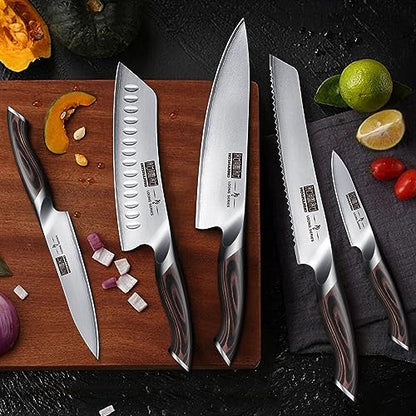 HOSHANHO Knife Set with Magnetic Knife Holder, 6 Pieces Japanese High Carbon Stainless Steel Kitchen Knife Sets, Ultra Sharp Professional Chef Knives Sets - size: 8"