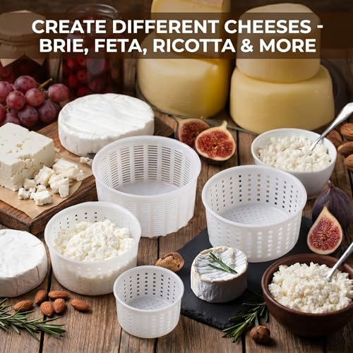 Set of 4 various Cheese making Molds 0.25+0.5+0.7+1.2 kg | Cheesemaking from Cow and Goat Milk. Cheese making supplies by QG group - size: Set of 4