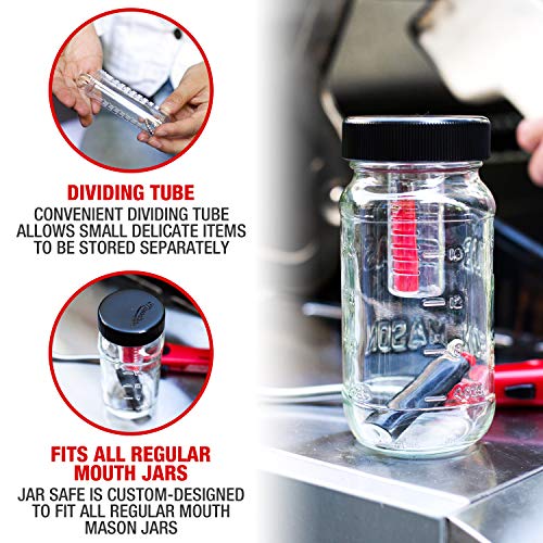 Masontops Jar Safe - Child Proof Herb Container - 2PK - Airtight Storage - Regular Mouth Jar Lock - Stash Bottle Locker - color: Rippin' Red/OG Black, size: Regular Mouth
