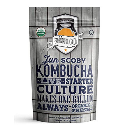 Fermentaholics The Complete Jun Kombucha Brewing Starter Kit, Organic - Make Jun Kombucha at home
