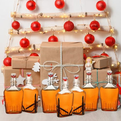 Jinei 12 Pcs Whisky Glass Flask Swing Top Glass Bottles Vanilla Extract Bottles Men Liquor Flask for Homemade Vanilla Extract, Lemoncello, Kombucha, Water Kefirm Apply Christmas Wedding Gifts (12 Oz) - size: 12 Ounces