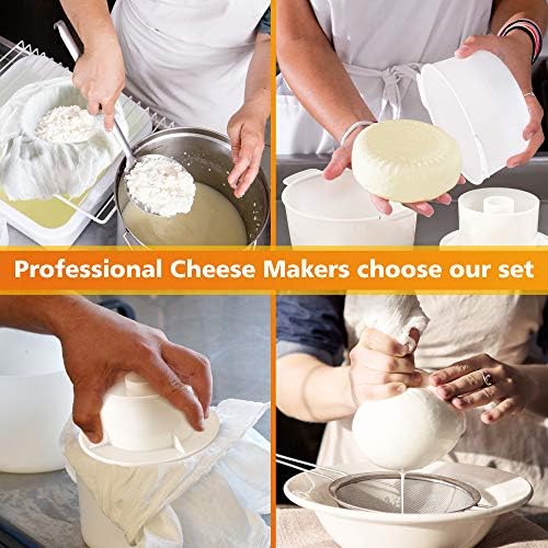 Grand Way Cheese Mold with a Follower and Cheesecloth – Cheese Making Kit – Cheesemaking Supplies – Cheese Set for Press – Reusable Cheesecloth – 100% Cotton Cloth for Straining – Paneer Maker - color: 2. Cheese Mold 2