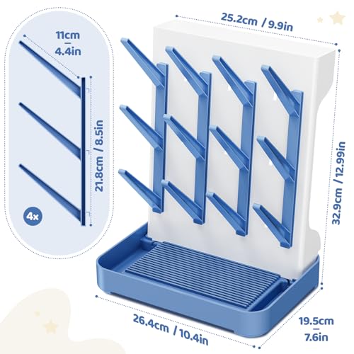 Dayacoco Baby Bottle Drying Rack, Space Saving Vertical Bottles Dryer Holder, Standing Bottle Drying Rack for Countertop Kitchen Organize Bottles, Brushes, Baby Accessories (Blue) - color: Blue