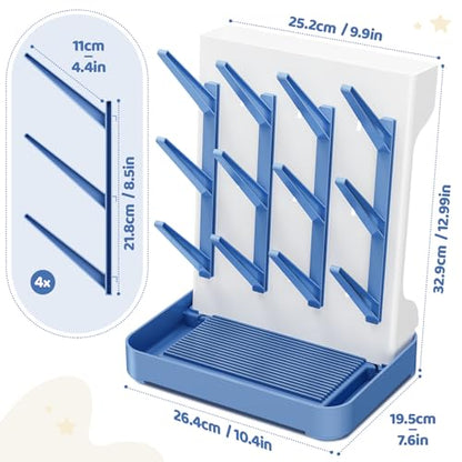 Dayacoco Baby Bottle Drying Rack, Space Saving Vertical Bottles Dryer Holder, Standing Bottle Drying Rack for Countertop Kitchen Organize Bottles, Brushes, Baby Accessories (Blue) - color: Blue