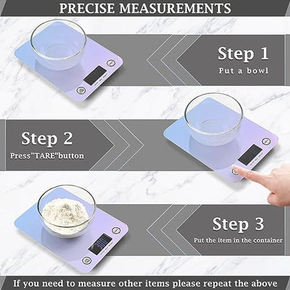 Food Scale Kitchen Scale Food Scales Digital Weight Grams and Ounces Small Electronic Food Scale for Baking Cooking Gradient Purple - color: Gradient Purple