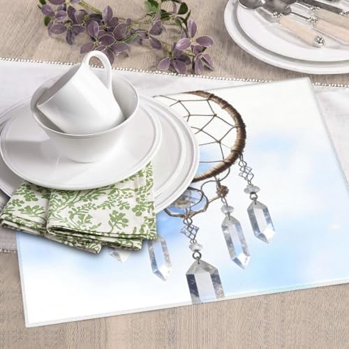 White fantasy dream catcher Dish Drying Mat for Kitchen Counter, Absorbent Microfiber Drainer Mats, Non-slip Kitchen Draining Mat for Coffee Machine Dish Rack Pad 18"x16" Dish Drainer Pad - color: White Fantasy Dream Catcher