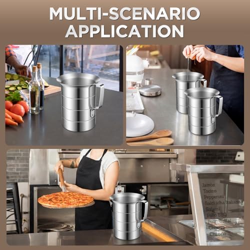 2 Pcs 4 Quart Aluminum Measure Cup Silver Metal Measuring Pitcher with Easy to Read Graduated Marking Handle Pouring Spout Kitchen Baking Tool for Liquid Flour Rice Sauce Measuring - size: 4 Quart