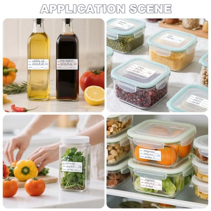 1200 Pieces Removable Food Labels Stickers, 2 Rolls 1x2 Inch Freezer Labels for Food Containers, No-Residue, Easy Clean, Waterproof & Oil-Resistant Food Storage Labels for Kitchen Restaurants
