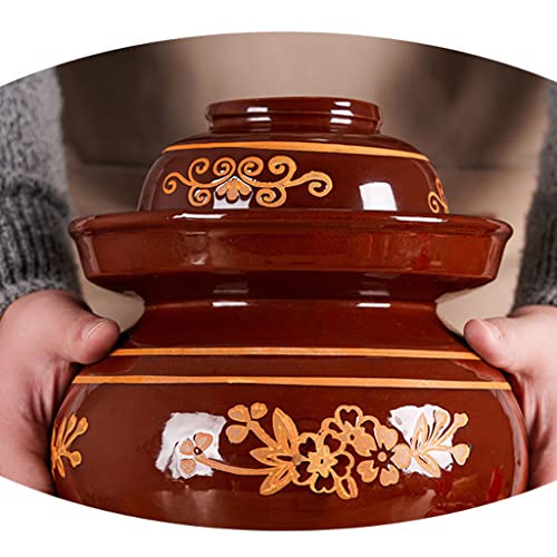ZHOUXIAO Large Pickle Jar Ceramic Jar with Lid,Traditional Chinese Fermentation Kit Crock with Water Seal Airlock Lid, Fermentation Jar for Kimchi,Sauerkraut,Kombucha Jar 4KG