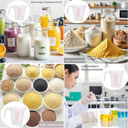 Plastic Measuring Cup 2Pcs 250/500ML Measuring Mug 8/16oz with Handle Graduated Pitcher for Baking Flour Oil Powder Cooking Kitchen Measure Container (250+500ML) - color: 250+500ML