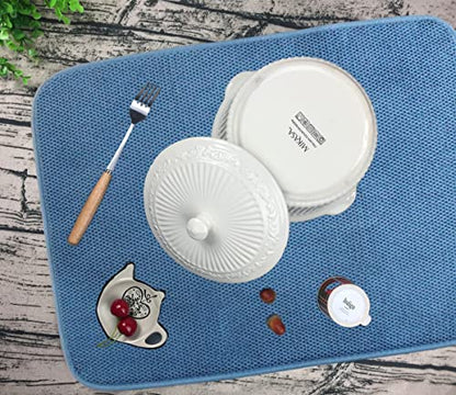 3 Pack Dish Drying Mat,Absorbent Microfiber Dishes Drainer Mats for Kitchen Counter Large Size 20 X 15 Inch,Dish Drying Pad(Beige/Grey/Blue)