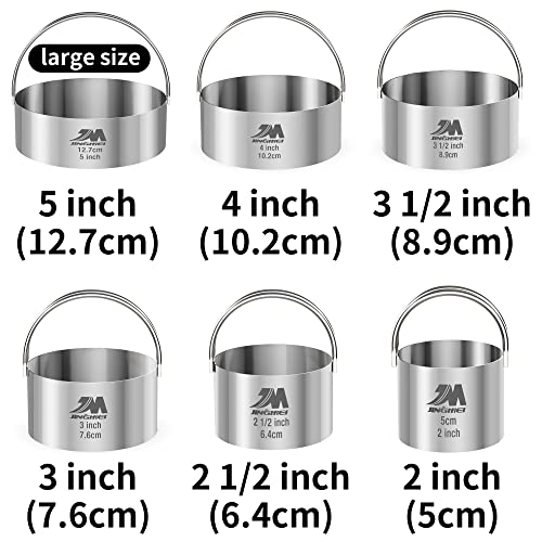 Biscuit Cutter Set for baking 2inch 2.5inch 3inch 3.5inch 4inch 5inch large size Round Cookies Cutter with Handle Professional Baking Dough Tools 6pcs set - style: 6pcs with handle(2-5in)