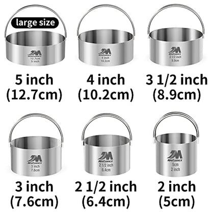 Biscuit Cutter Set for baking 2inch 2.5inch 3inch 3.5inch 4inch 5inch large size Round Cookies Cutter with Handle Professional Baking Dough Tools 6pcs set - style: 6pcs with handle(2-5in)