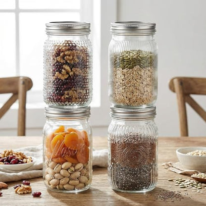 Rubtlamp Clear Mason jar 32 oz, 12 Mixed Pack Glass Jars - Wide Mouth Mason Jars with Airtight Lids for Pickling, Fermenting, Food Storage&DIY Crafts, Microwave & Dishwasher Safe - color: Mix-Clear