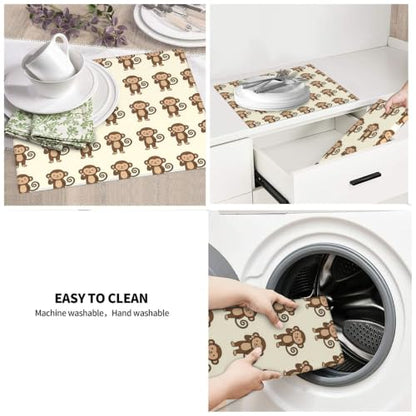 Cartoon Monkeys Dish Drying Mats for Kitchen Counter, Super Absorbent Microfiber Drainer Pad, Washable Reversible Appliance Protector, Everyday Kitchen Must-Have, 16x18 Inch - color: Cartoon Monkeys