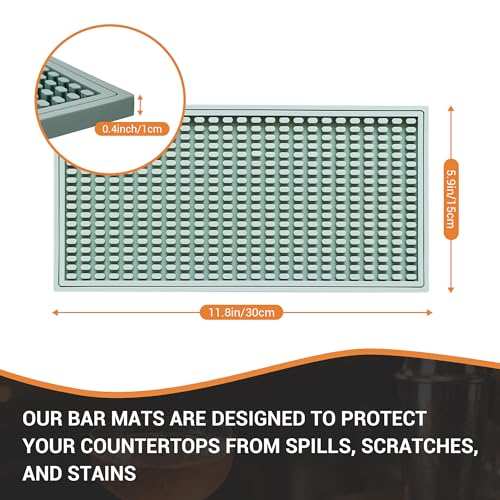 ZJWZLG Bar Mat 5.9"x11.8"(2Pcs) Non-Slip Rubber Bar Mat, Spill Proof & Flat Design,Easy to Clean Textured Surface forHome Bar,Coffee Station, Bartending - Protects Countertops & Glassware (Green). - color: Green-2pcs, size: 6" x 12"