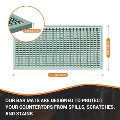ZJWZLG Bar Mat 5.9"x11.8"(2Pcs) Non-Slip Rubber Bar Mat, Spill Proof & Flat Design,Easy to Clean Textured Surface forHome Bar,Coffee Station, Bartending - Protects Countertops & Glassware (Green). - color: Green-2pcs, size: 6" x 12"