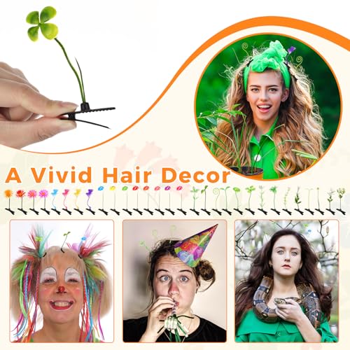 30 Pcs Bean Sprout Hair Clips Rave Mixed Style Plant Hairpins Hair Accessories for Party Irish(Sweet) - style: Sweet