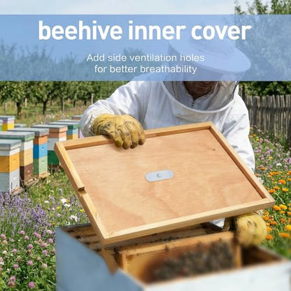 2PCS Beehive Inner Cover for 10 Frame Hive Box, Beeswax-Coated Ventilated Inner Cover, Bee Hive Screen Inner Cover, Compatible with 10 Frame,All Beginners and Professional Beekeepers (2)