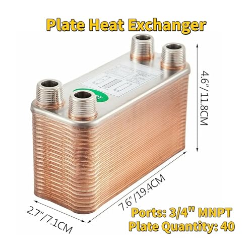 30 40 60 Plates Heat Exchanger Wort Chiller Stainless Steel Cooler Counterflow Chiller Water Heating(40 Plates) - color: 40 Plates