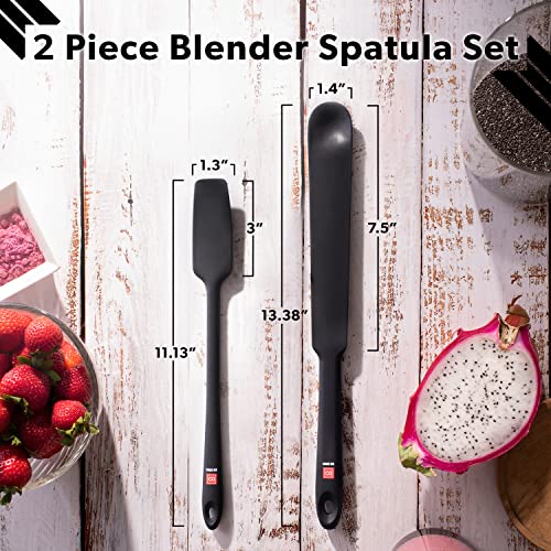 DI ORO Silicone Blender & Jar Spatulas - Heat Resistant Kitchen Utensil Set for Cooking, Mixing, Baking, & Scraping (2pc, Black) - color: Black