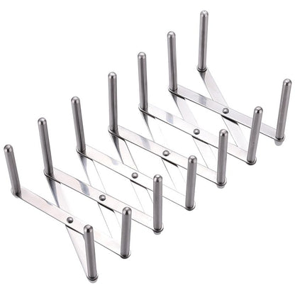oncho Dish and Lid Drying Storage, Stainless Steel, 6 Adjustable Compartments for Kitchen Cabinets - Expandable, Adjustable and Minimalist Design (14.5x10 cm, Silver)