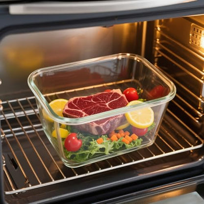 2 Pack Large Glass Storage Containers with Lids 85oz/10.5cup Big Airtight Glass Food Storage Containers for Rotisserie Chicken Watermelon Meal Prep, BPA Free, Freezer Dishwasher Oven Safe - color: transparent