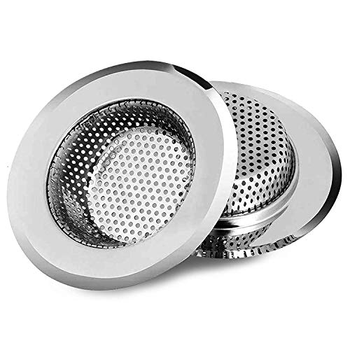 2pcs Heavy Duty Stainless Steel Slop Basket Filter Trap, 4.5" Top / 2.95" Mesh Metal Sink Strainer,Perfect for Kitchen Sink/Bathroom Bathtub Wash Basin Floor Drain Balcony Drain Hole,Utility - size: 4.5"
