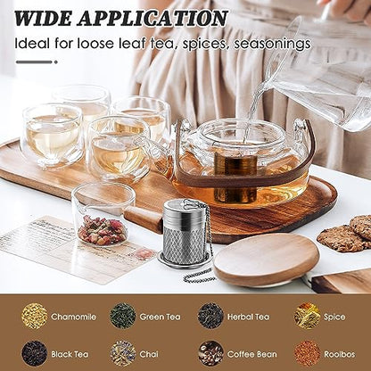 Yoassi Tea Infusers for Loose Tea, Extra Fine Mesh Tea Strainers, 18/8 Stainless Steel Loose Leaf Tea Steeper Tea Diffusers with Extended Chain Hook and Drip Tray 1 Pack - size: Barrel 1 Pack